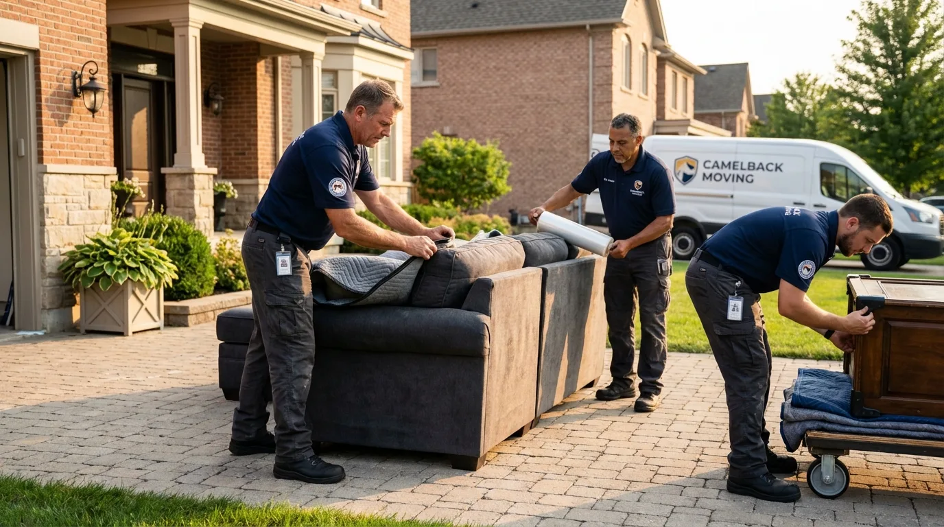 Large estate moving crew wrapping furniture in Oak Hill, FL